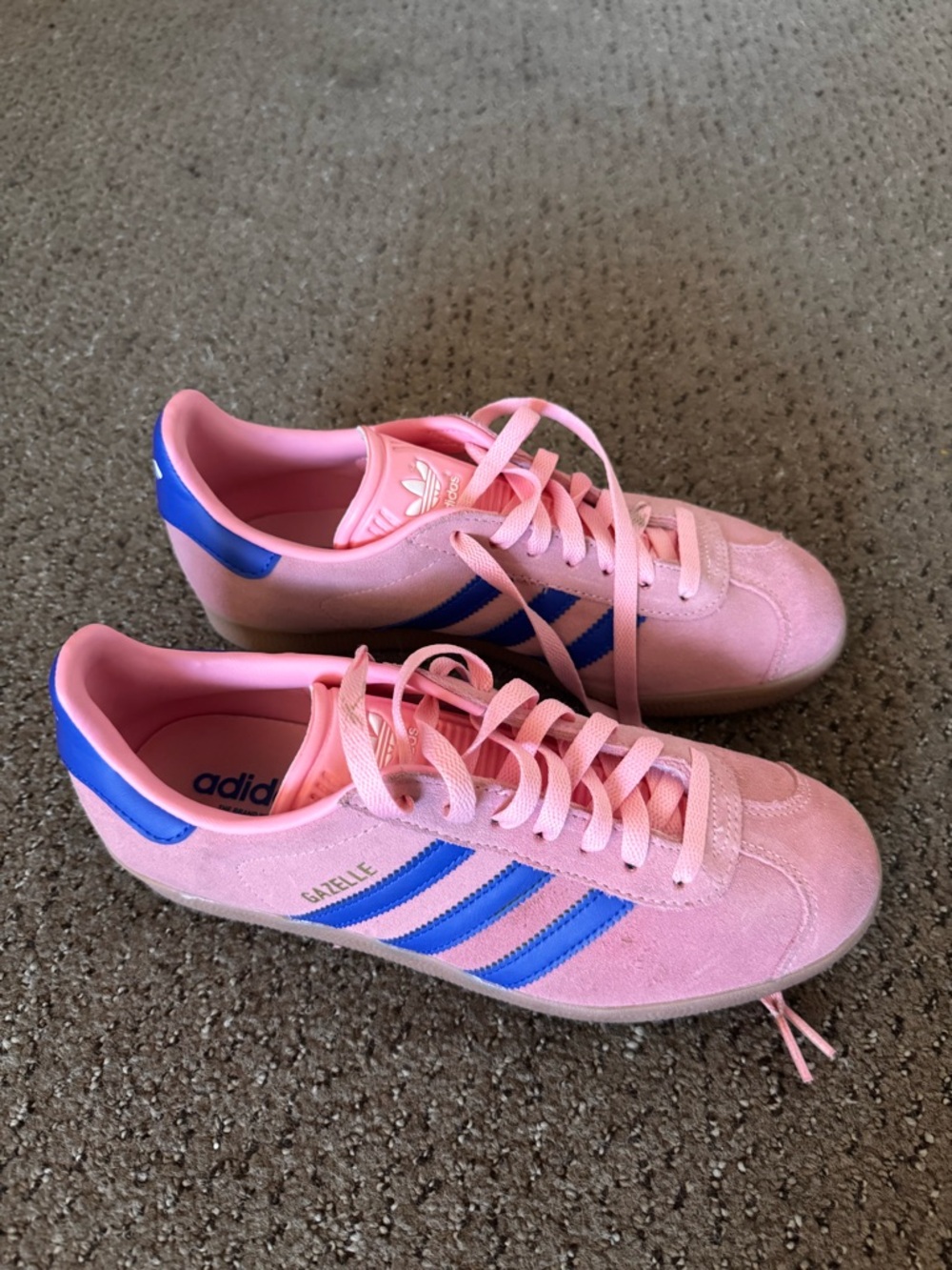 adidas Pink Suede Sneakers with Blue Stripes